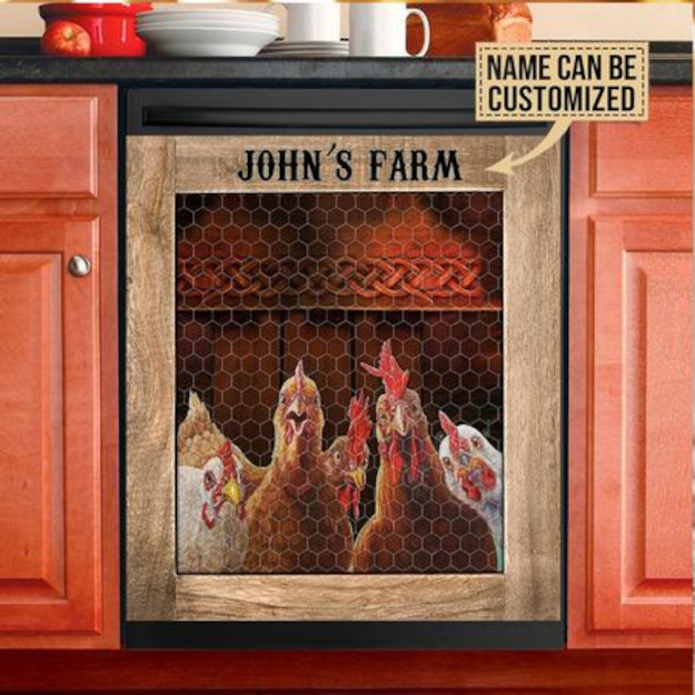 chicken coop dishwasher cover with custom name