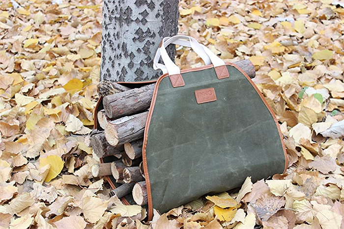 firewood carrier waxed canvas