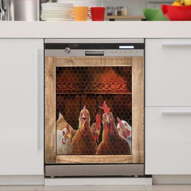 simulation of the chicken coop-printed dishwasher cover