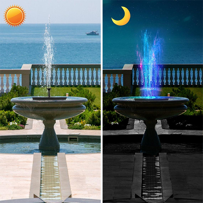 solar powered fountain pump led lights