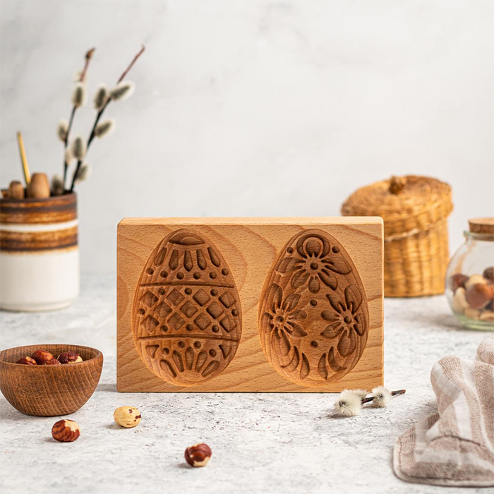 wooden easter egg cookie mold
