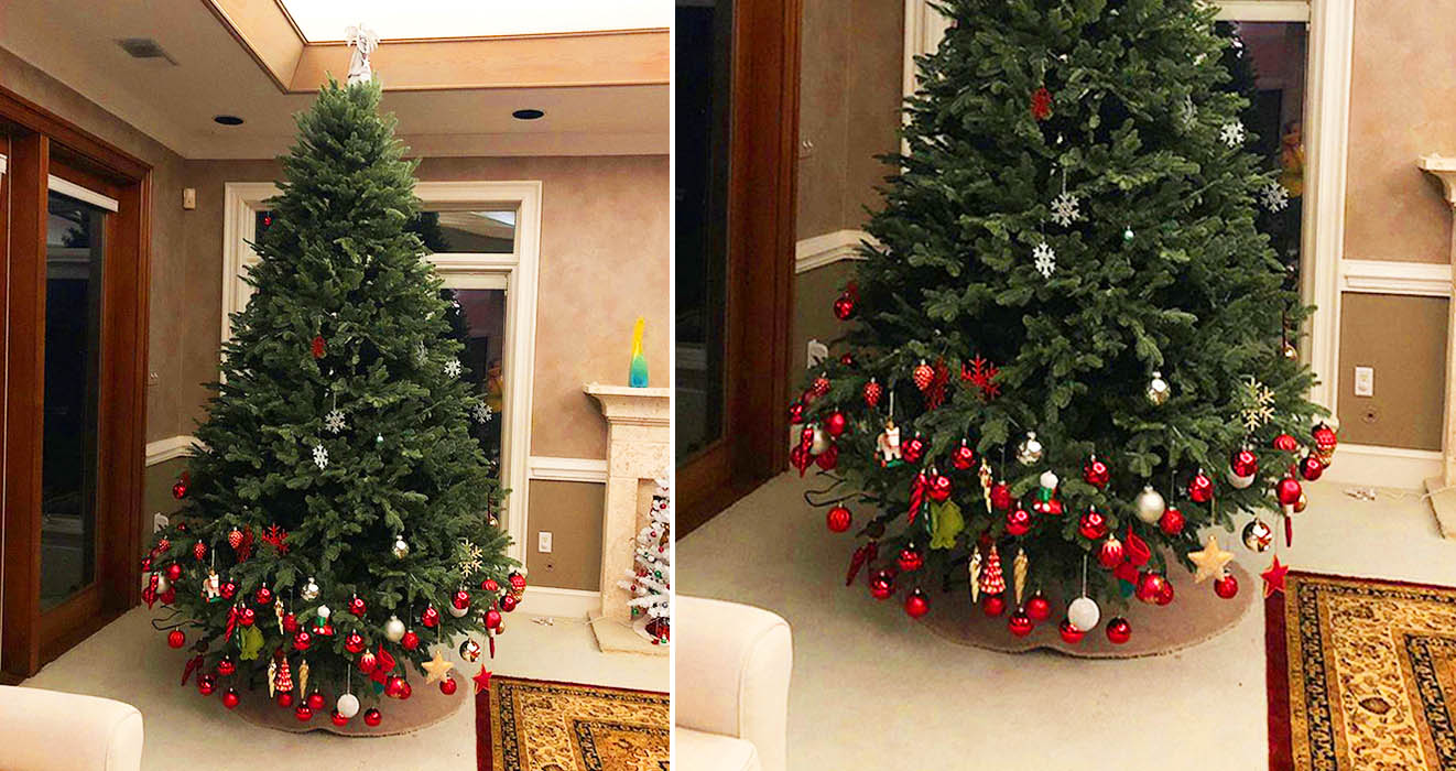 Half-Decorated Christmas tree