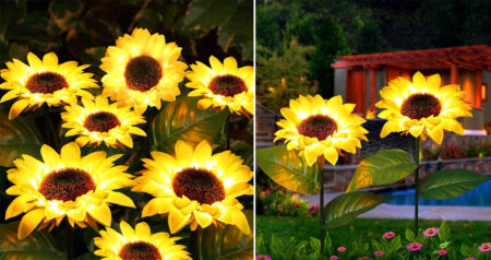 Solar-Powered Sunflower lights
