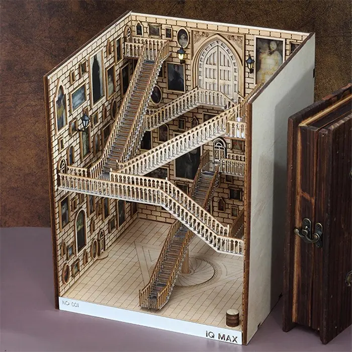 hogwarts-inspired book nook wooden diorama