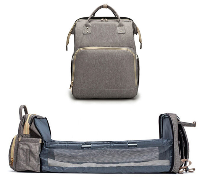 This Multifunctional Baby Bag Expands Into A Changing Station/Crib