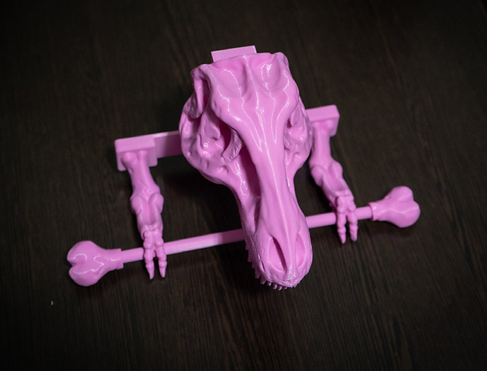 t-rex skeleton toilet paper holder pink