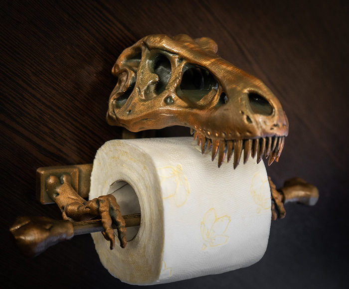 t-rex skeleton toilet paper holder