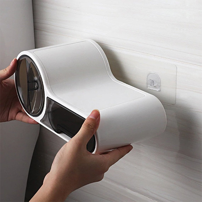 wall-mounted tp dispenser with mounting hooks
