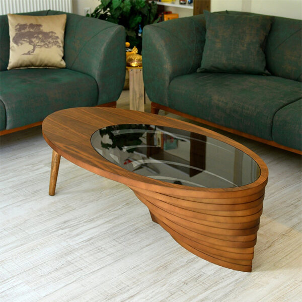 Beautiful Walnut Coffee Table With Glass Top