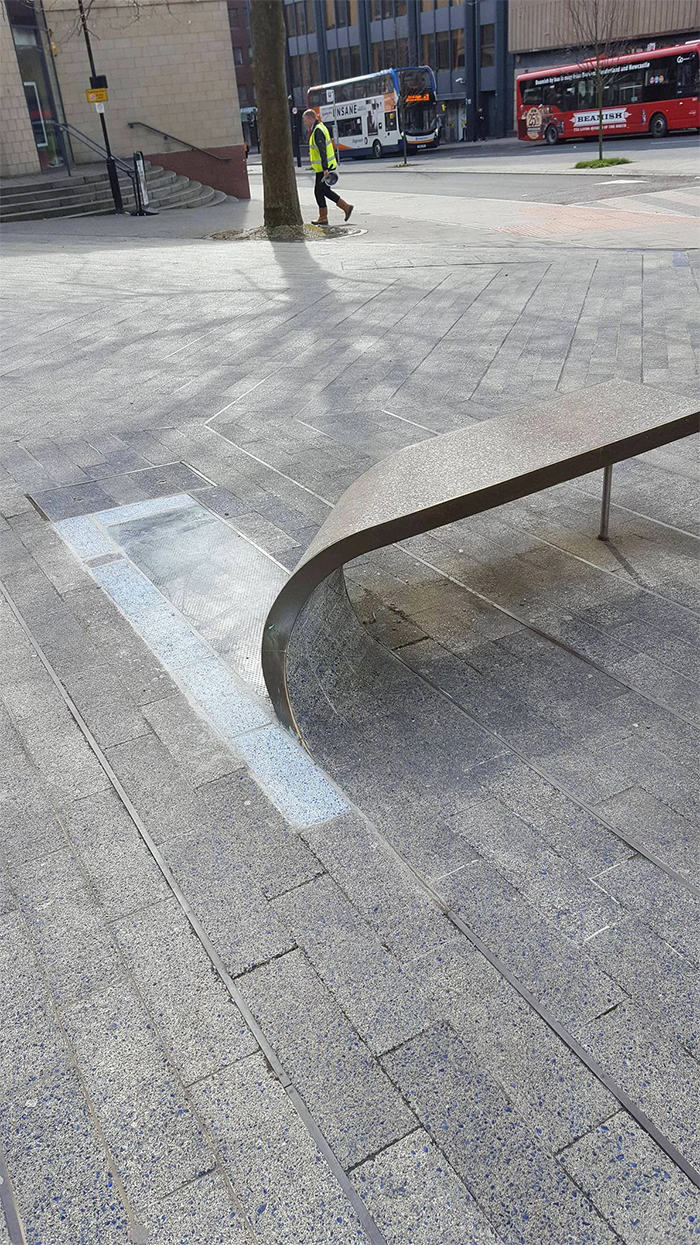 brilliant designs curled up paving stone bench