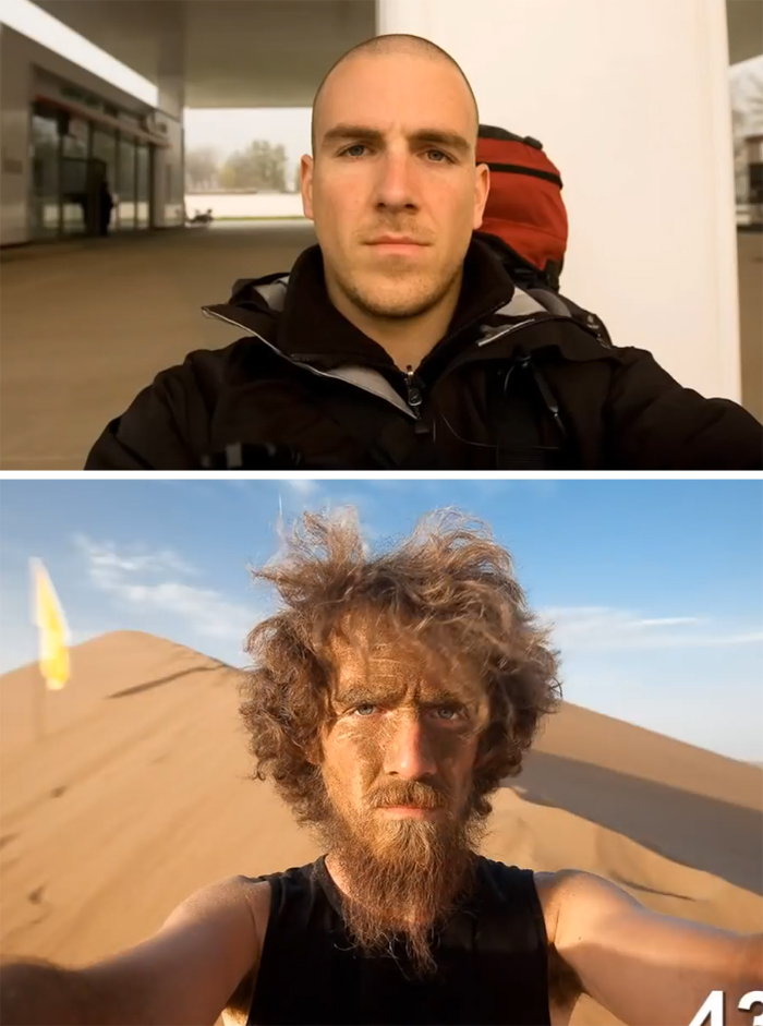 comparison images man walked across china one year