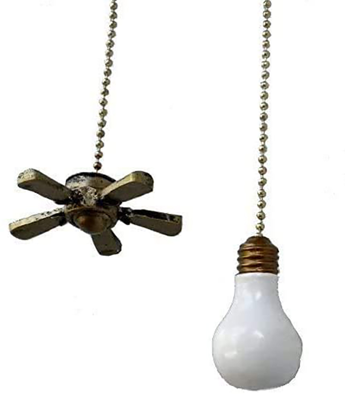 fan and light bulb beaded pull chains