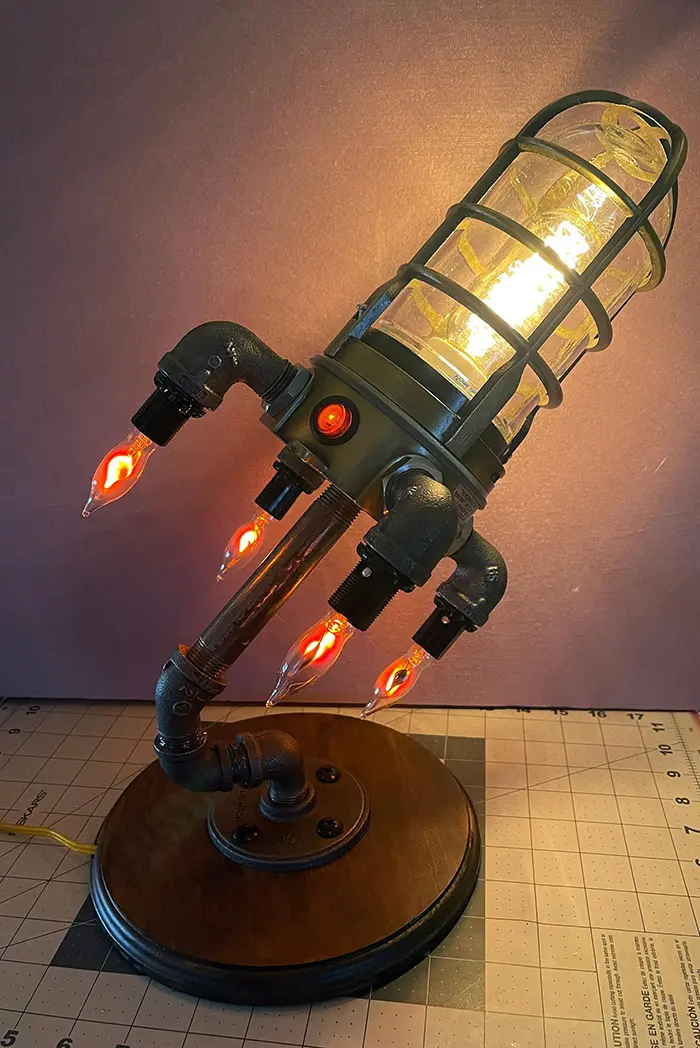 lathrop custom designs retro rocket ship lamp