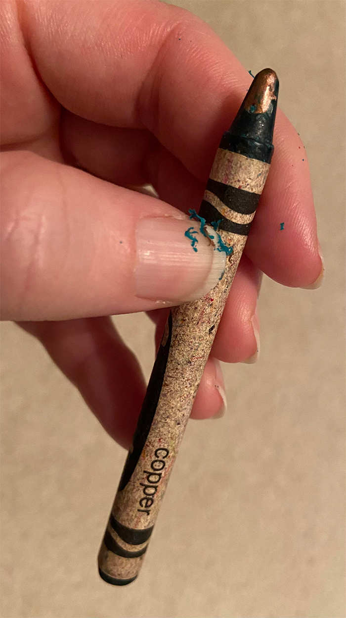 old copper crayon turned green
