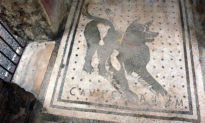 oldest beware of dog sign pompeii italy