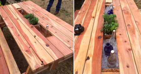 picnic table Drink Cooler Troughs