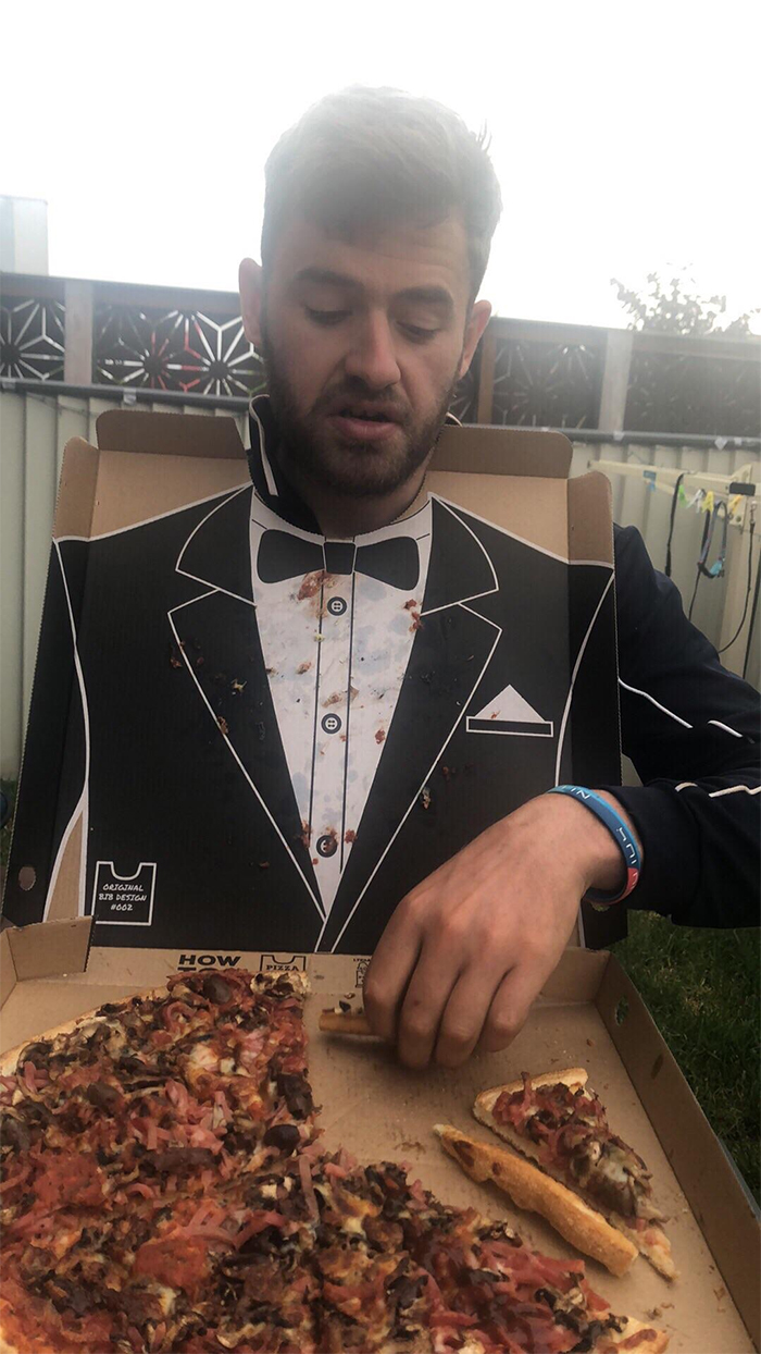 pizza tuxedo packaging