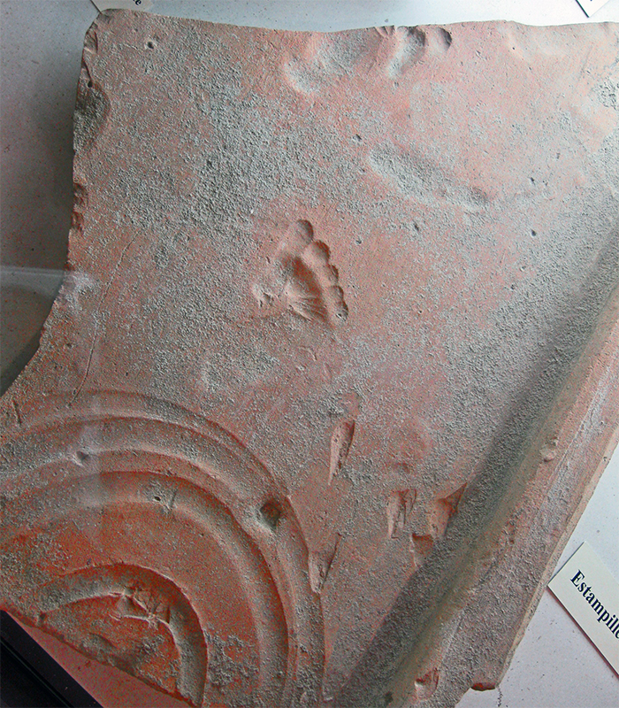 roman clay tile toddler footprints