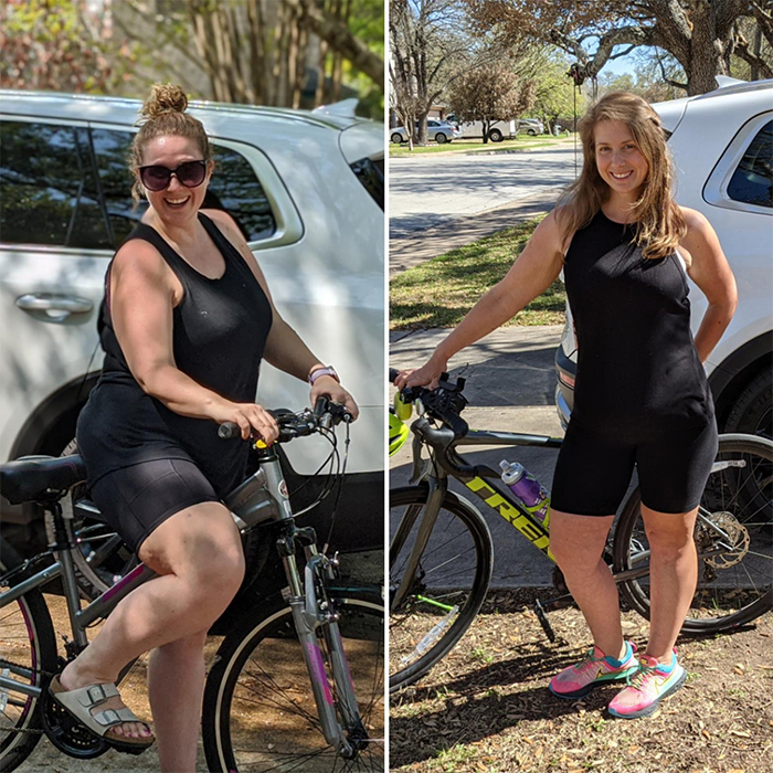 woman weight loss one year after bike