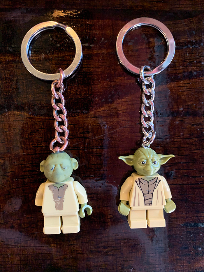 worn down yoda key chain