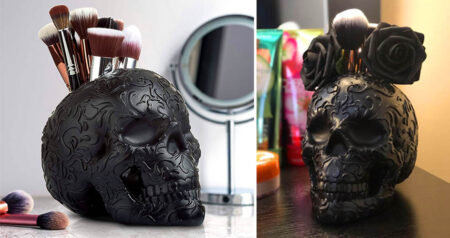 Skull Makeup Brush Holder