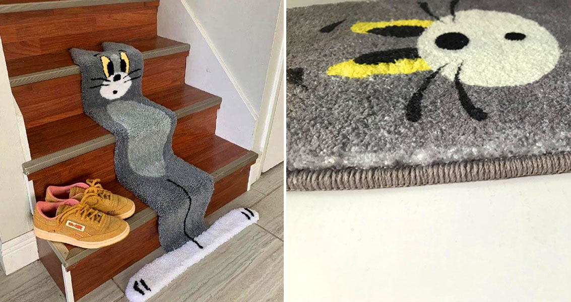 One Of The Funny Scenes From Tom And Jerry Has Been Made Into A Stair Rug