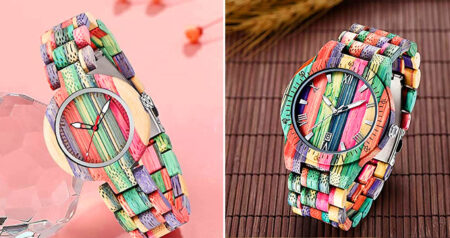 colorful wooden watches