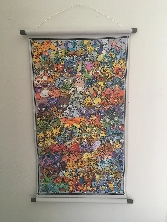 counted-thread embroidery art pokemon characters
