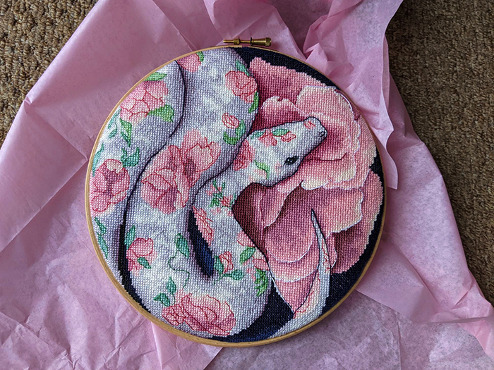 cross-stitch art eden serpent