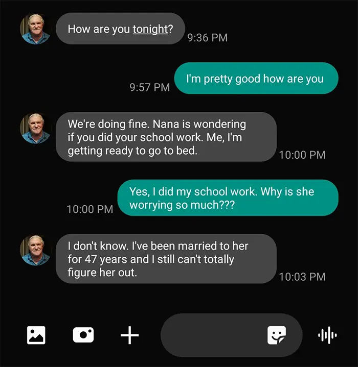 funny text conversation between grandfather and grandchild