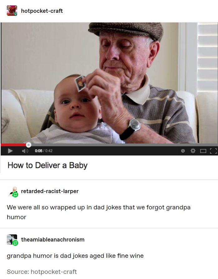 grandfather humor delivering a baby