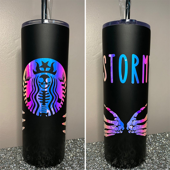 halloween-themed thermal bottle metallic decal