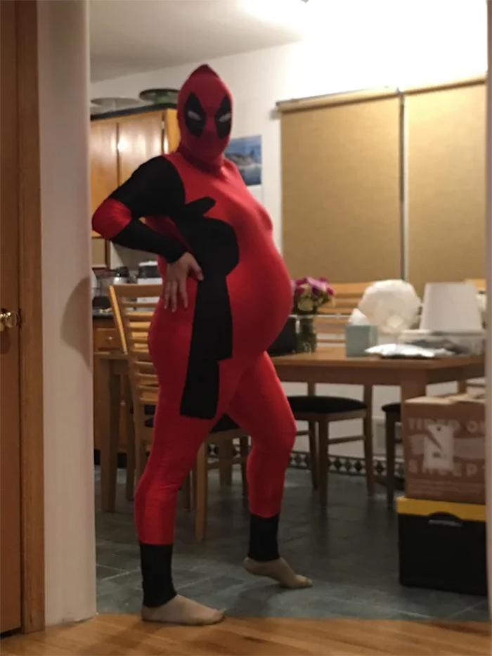 pregnancy problems deadpool costume