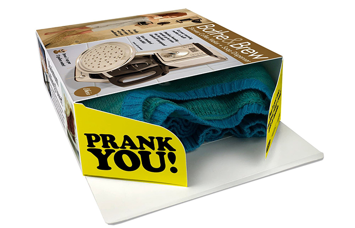 real gift inside bathe & brew prank gift box