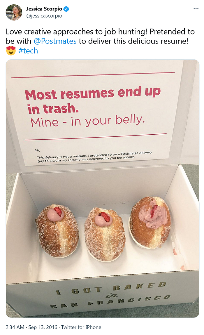 résumé hidden inside donut box