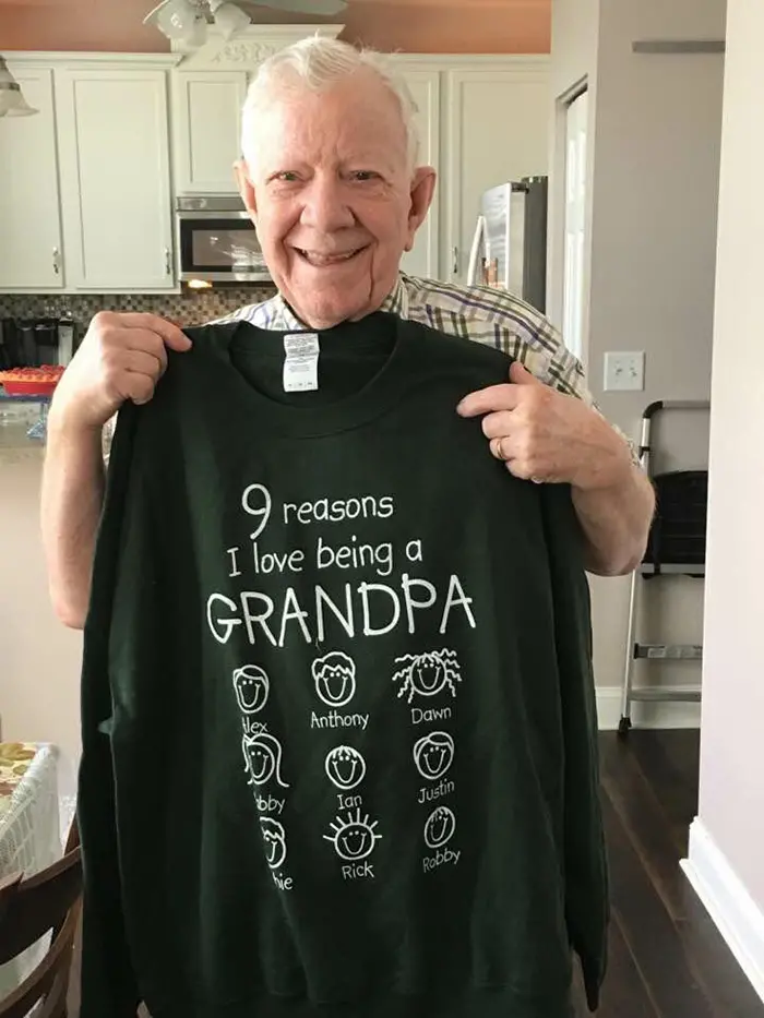 shirt with grandchildren's names for grandfather with alzheimer's disease