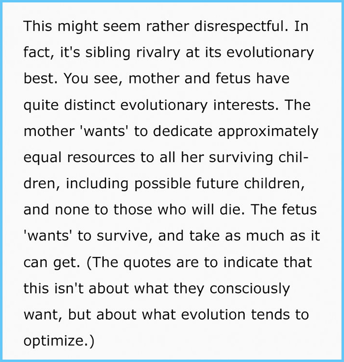 suzanne sadedin mother and fetus distinct evolutionary interests