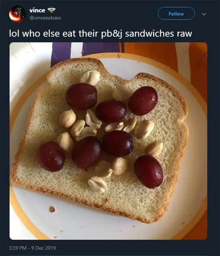 uncomfortable photos pbj sandwich raw