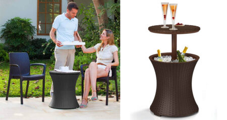 Outdoor Patio Table With Built-In Cooler
