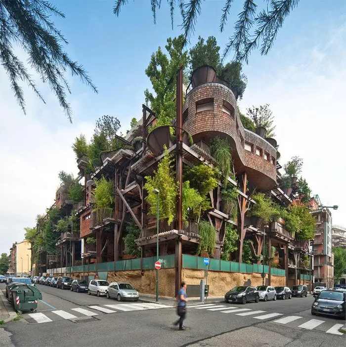 apartment building holds 150 trees