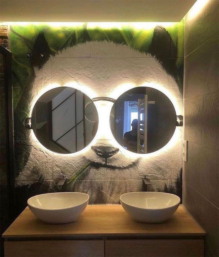 brilliant design ideas bathroom panda painting