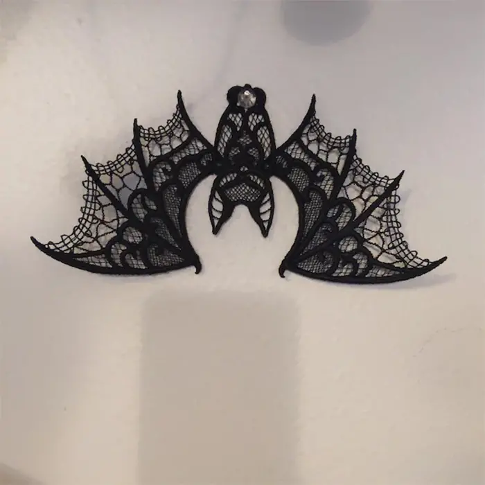 embroidered lace bat upside down