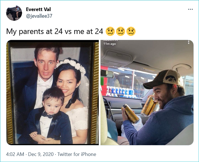 generational comparison twitter challenge everett val