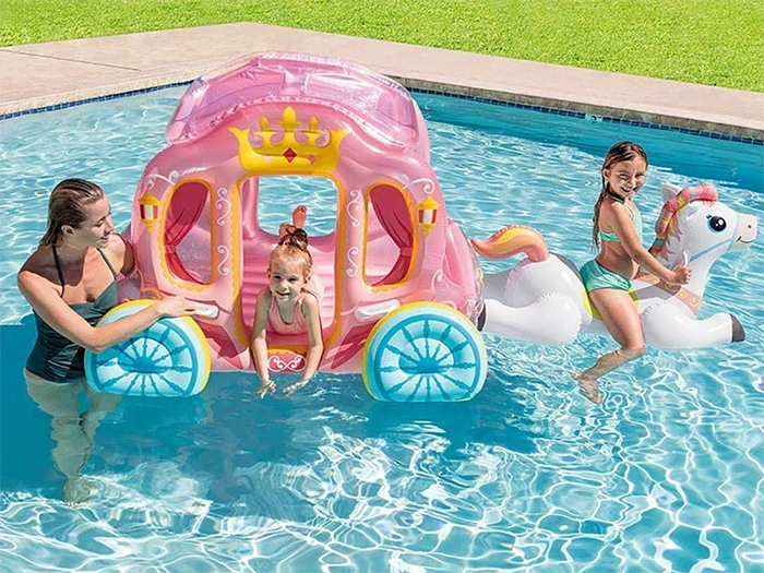 inflatable pink princess carriage pool float