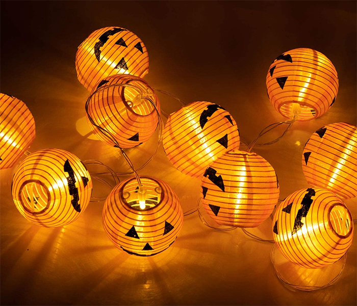 jack-o-lantern string lights foldable lanterns