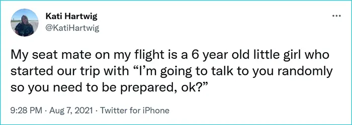 little girl one-liners during flight