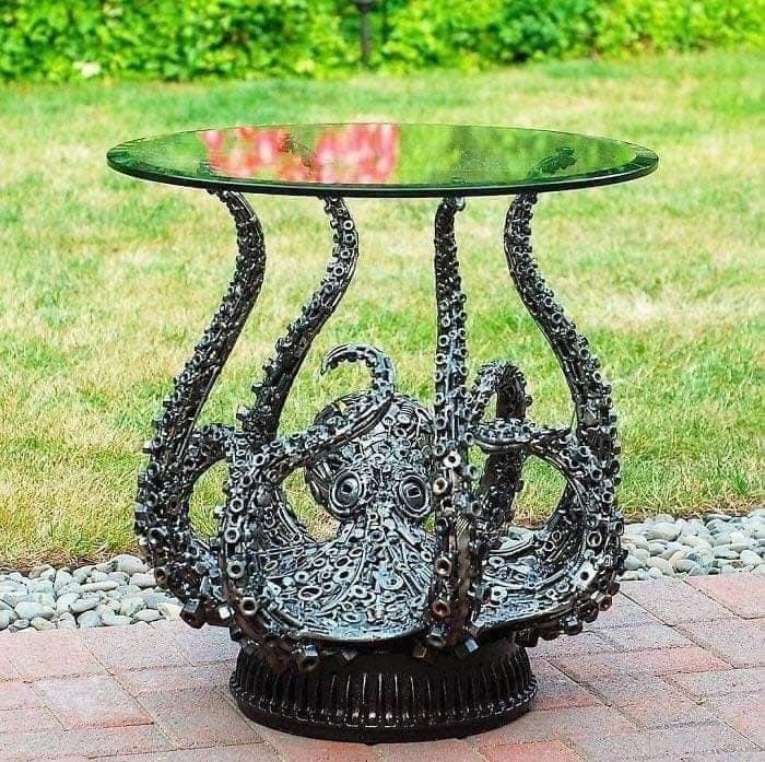 octopus table made of reclaimed materials