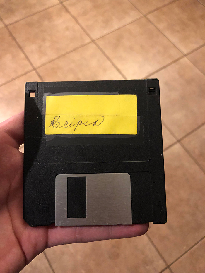 old people technology struggles recipes saved floppy disk