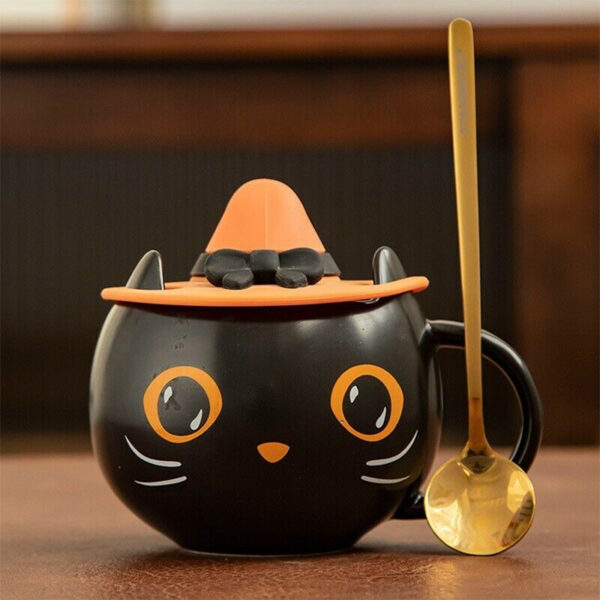 This Starbucks Black Cat Mug Comes With Its Own Orange Hat