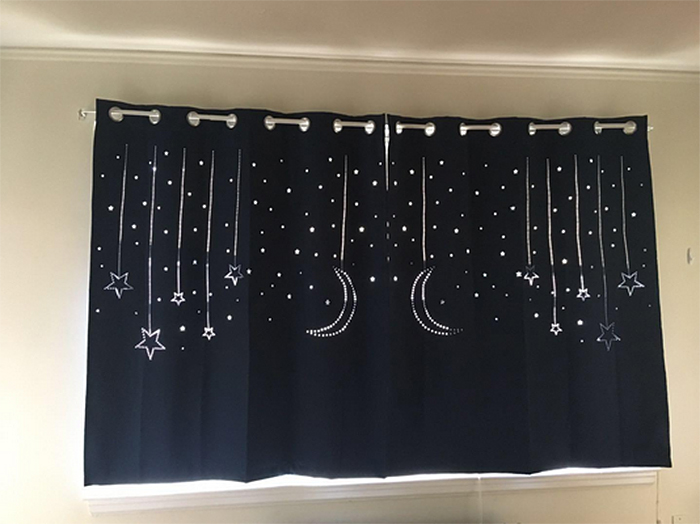 two-panel window drapes starry night holes